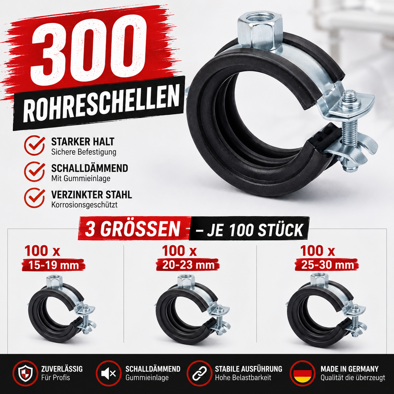 300 x Gelenkschellen  15-19;20-23;25-30mm