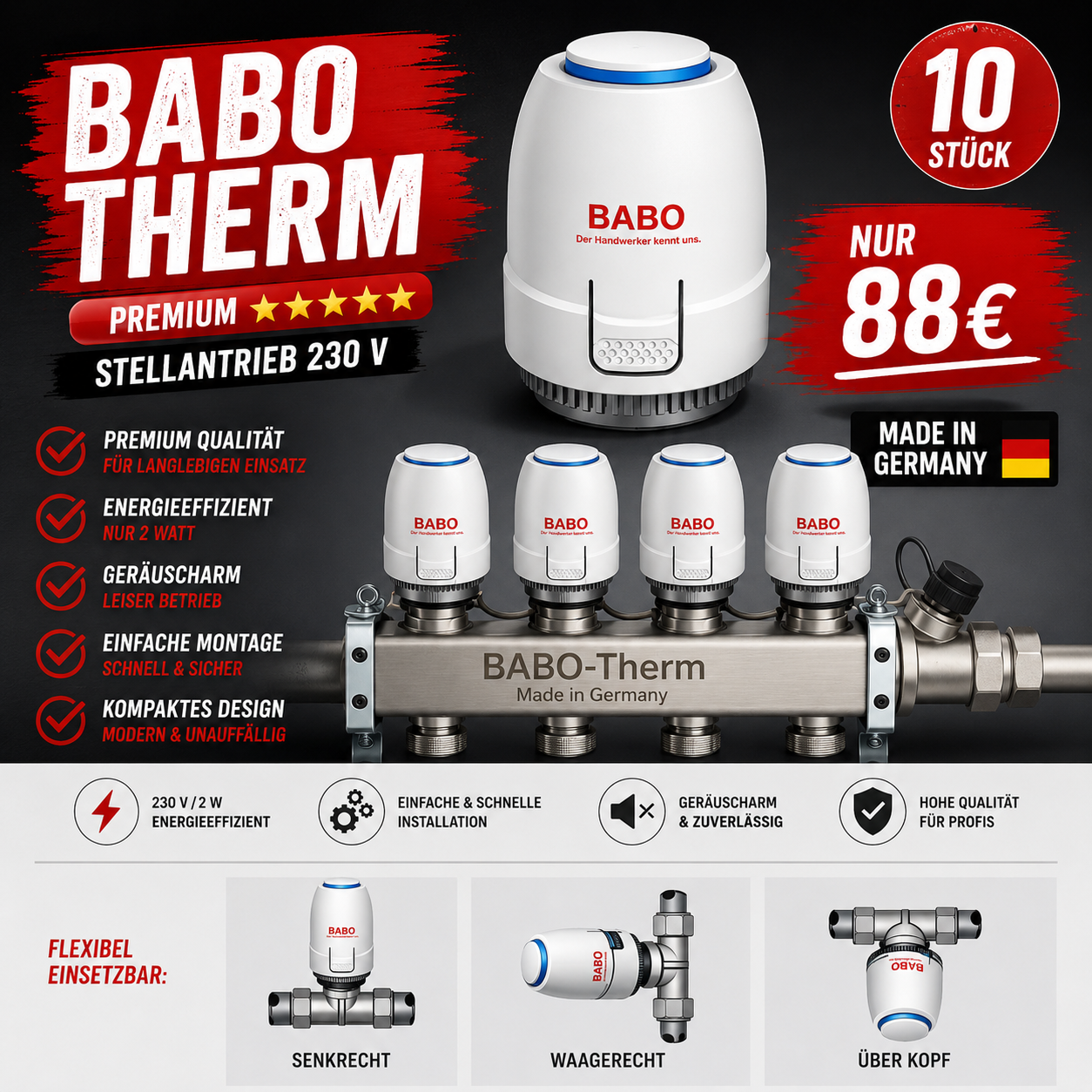 10 x BABOTherm "Premium" Stellantrieb 230 V