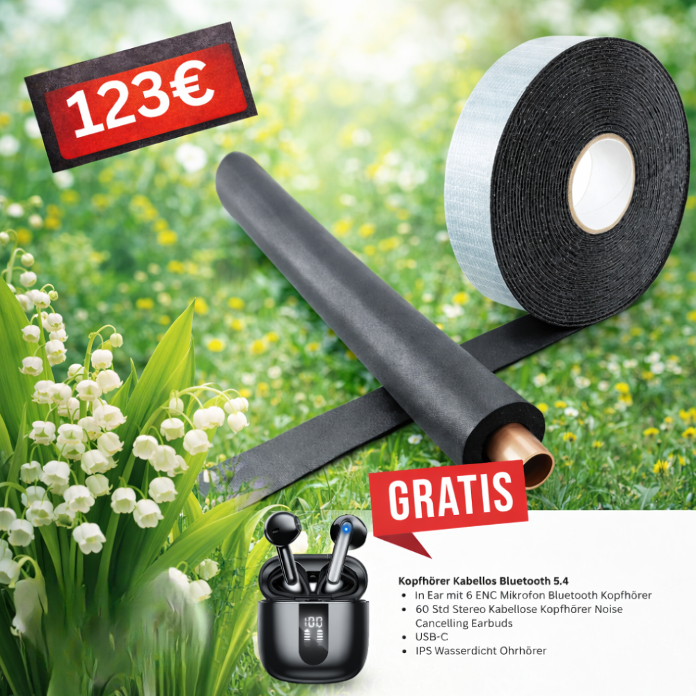 12 x Kautschuk Klebeband schwarz inkl. Kopfhörer