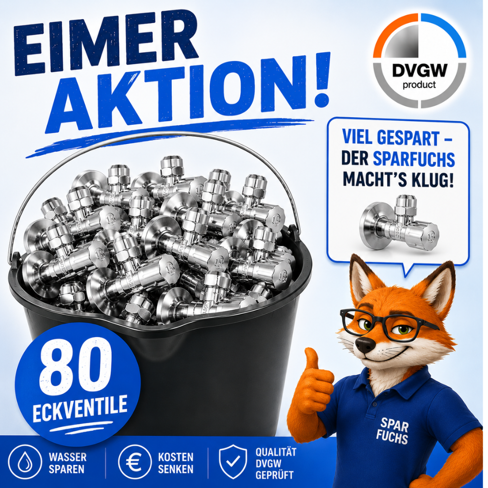 EIMER Aktion 80 x Eckventile DVGW