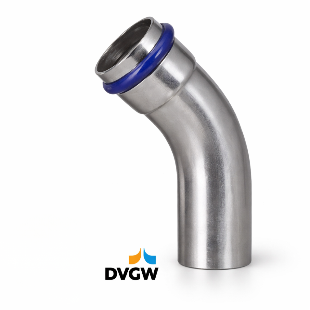 Edelstahl Bogen ia 45°