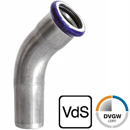 Edelstahl Bogen ia 45°