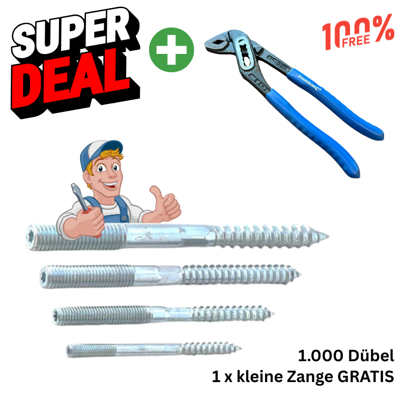 1.200 Stck Stockschrauben-Pack  inkl MINI Zange